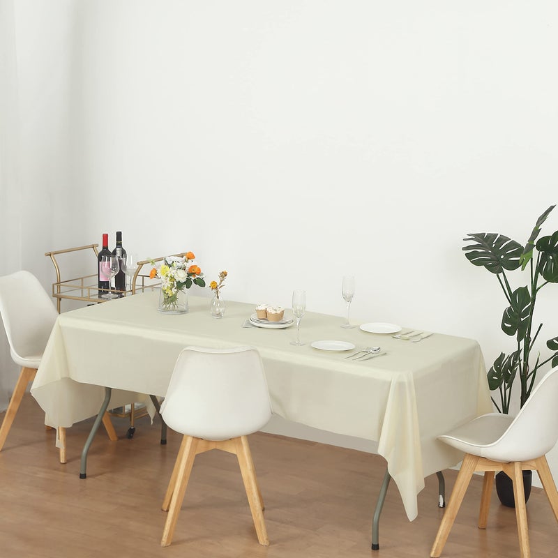EVER SHINE Evershine (12-Pack Heavy Duty Plastic Table Covers Tablecloth (Reusable) (Rectangle 54" X 108", Ivory) - Image 3